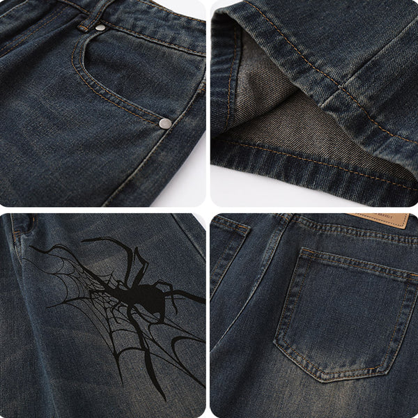 MELTEDSMILE® SPIDER PRINT STRAIGHT-LEG JEANS