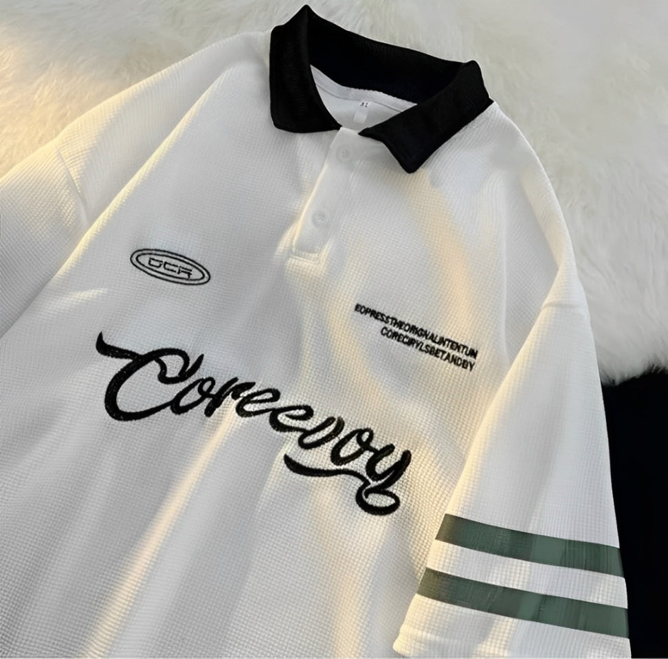 MeltedSmile Casual Cotton Unisex Oversized Polo T-shirt